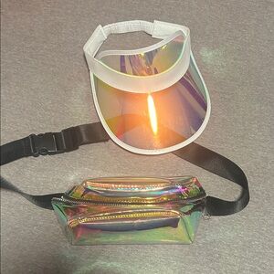Holographic Visor and Fanny Pack Set